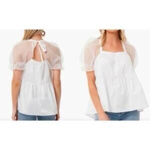 Elegant White Puff Sleeve Top Tuckernuck (Pomander Place) White Tinsley Top SM